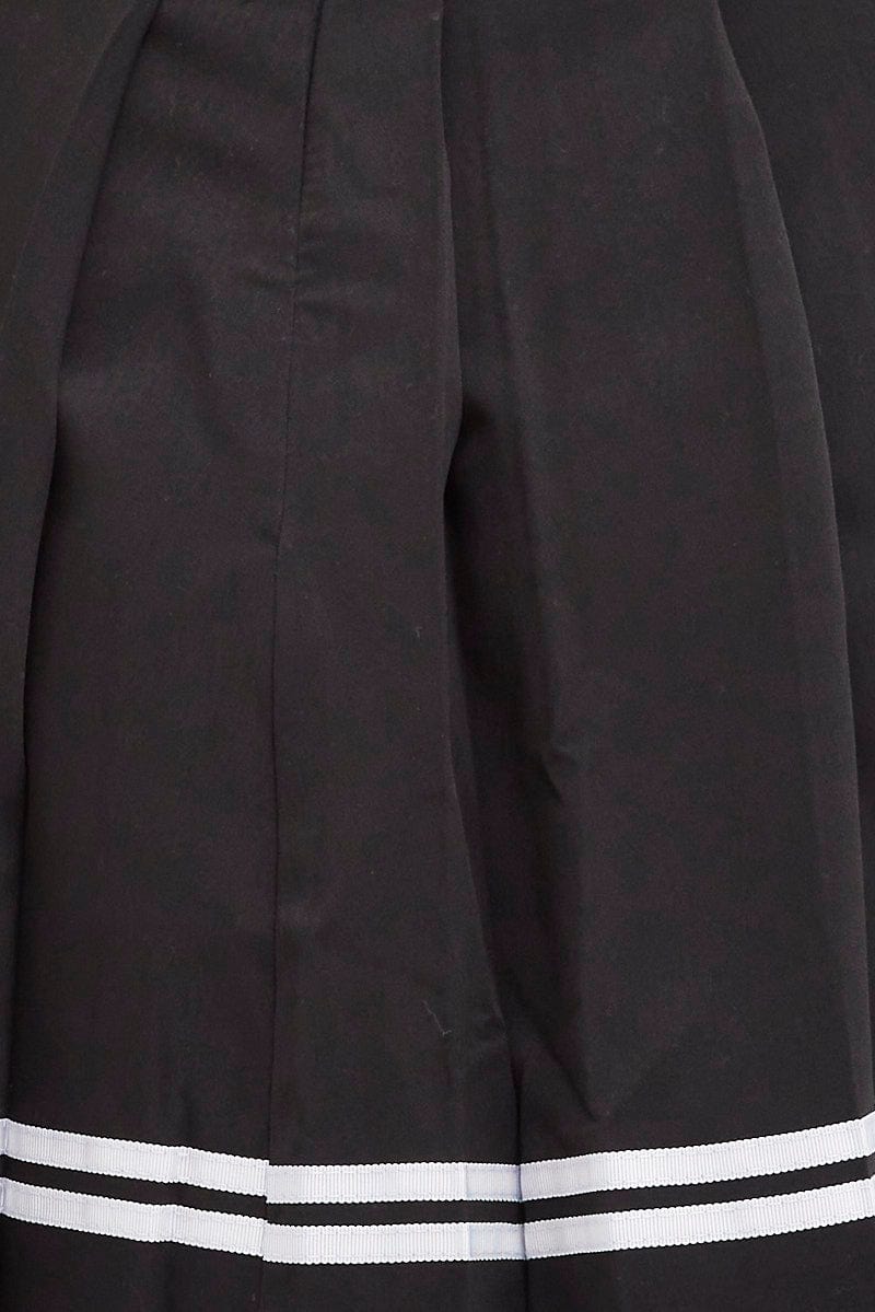 Black Tennis Skirt Mini Pleated Stripe Trim for YouandAll Fashion